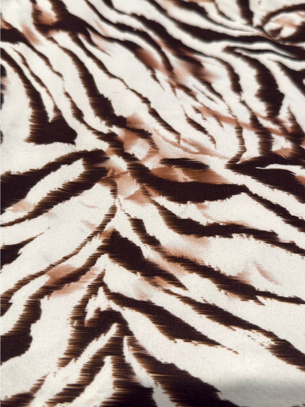 Animal Print Zebra Stripe Top - Cream & Brown